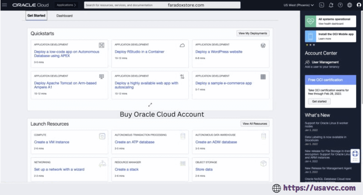 Oracle Cloud Account for sale